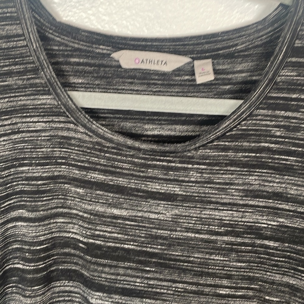 Athleta Downtown Asymmetrical space dye ruched midi length teeshirt dress large - Picture 4 of 10
